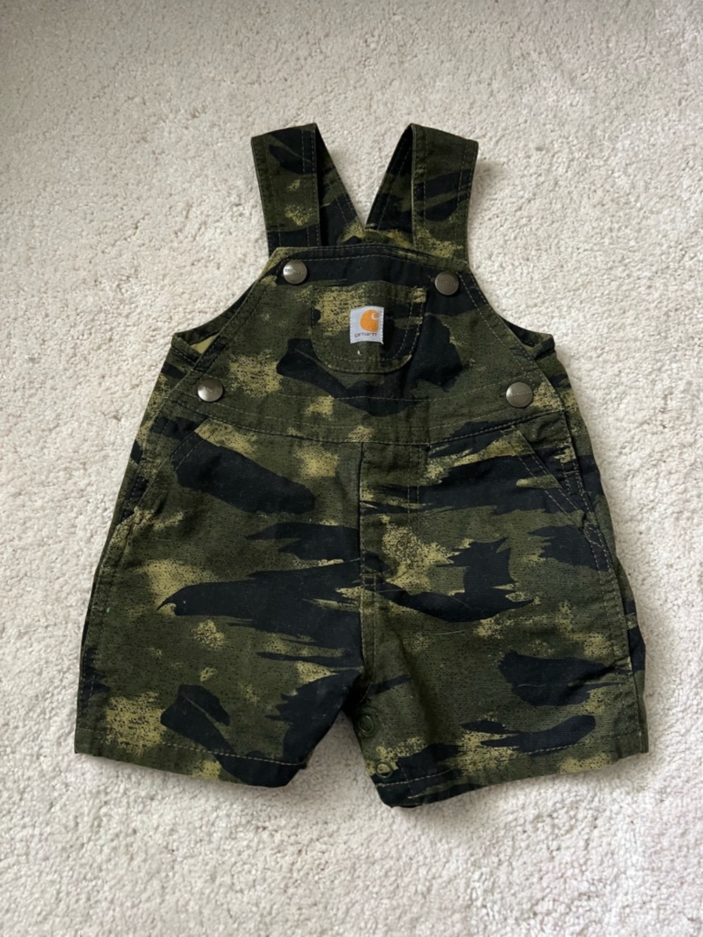 Carhartt Green Camo Toddler Short Overalls 9 months